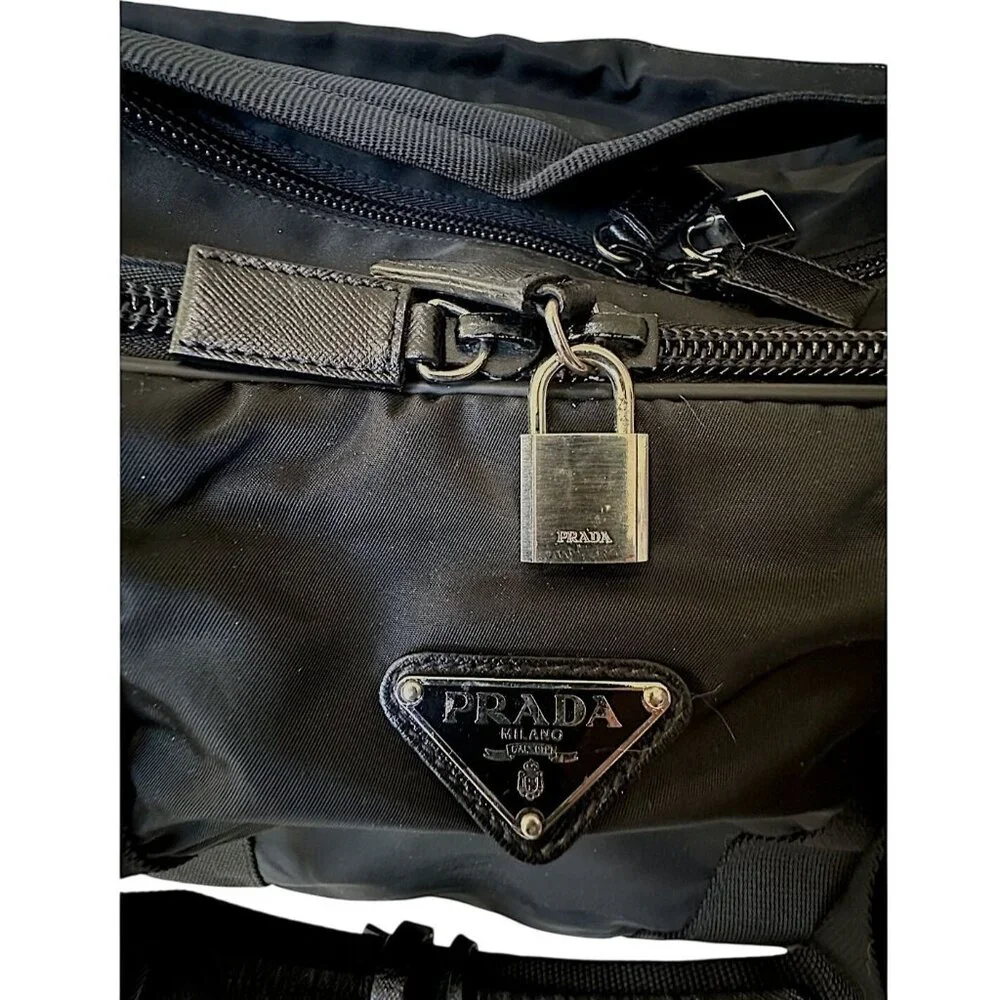 Prada Viaggio V58 2-Way Nylon Travel Carry-On Bag Nero with Padlock & Keys
